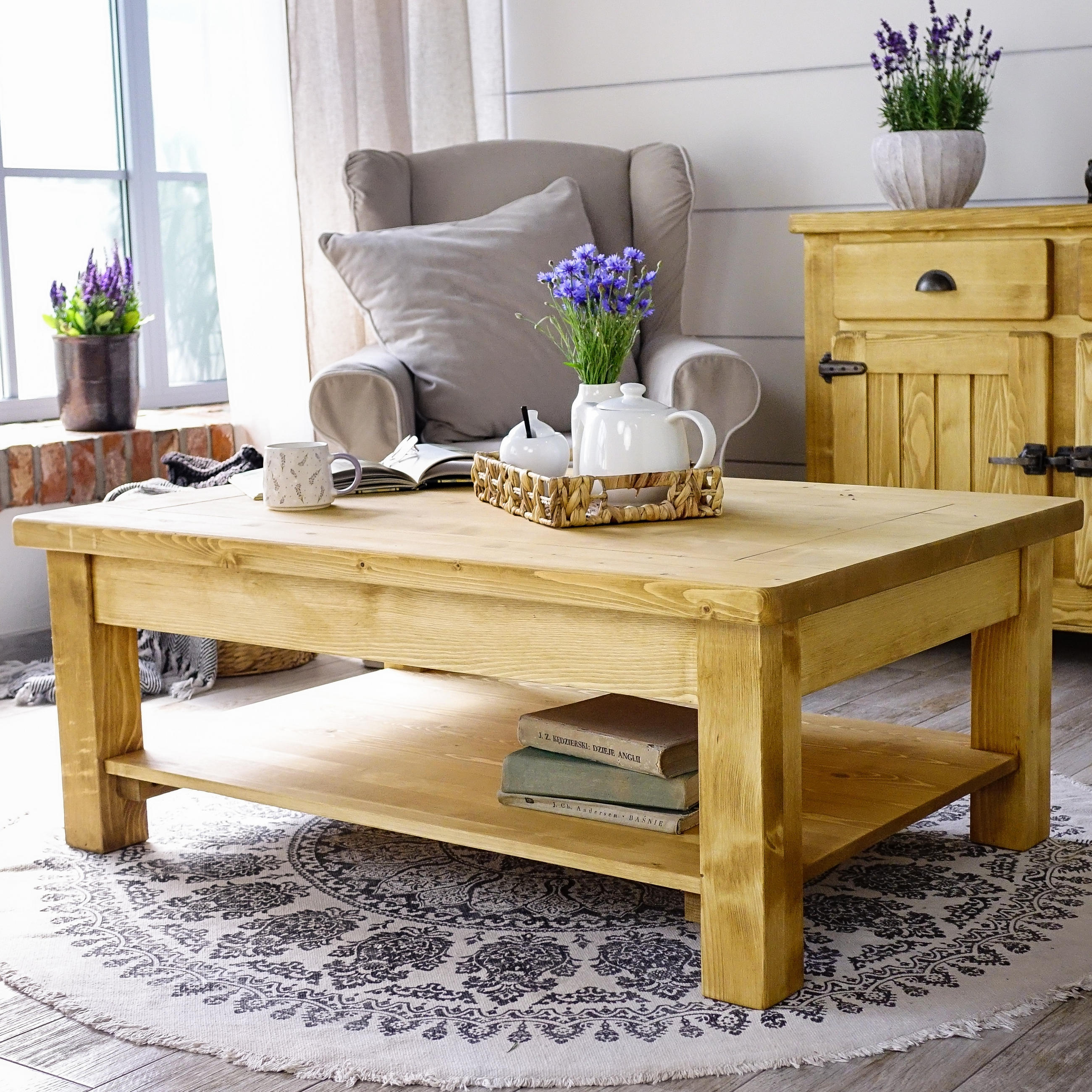 COUCHTISCH aus Massivholz VINTAGE - Honig, Holz (80/120/46cm) - Seart
