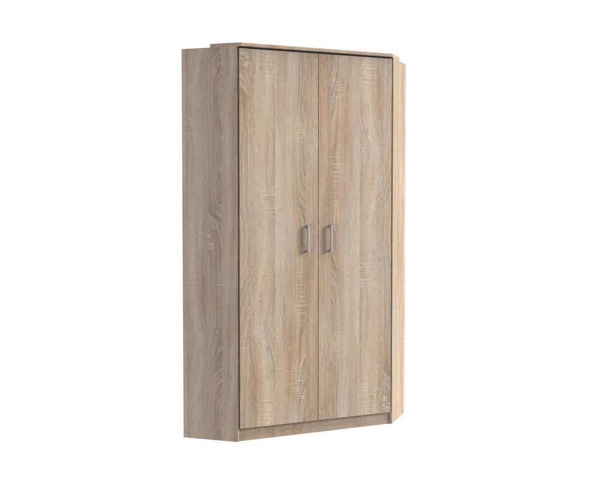 KLEIDERSCHRANK Click in Eiche Sägerau - Eckkleiderschrank ohne Spiegel - Braun, Holzwerkstoff (95/198/95cm)