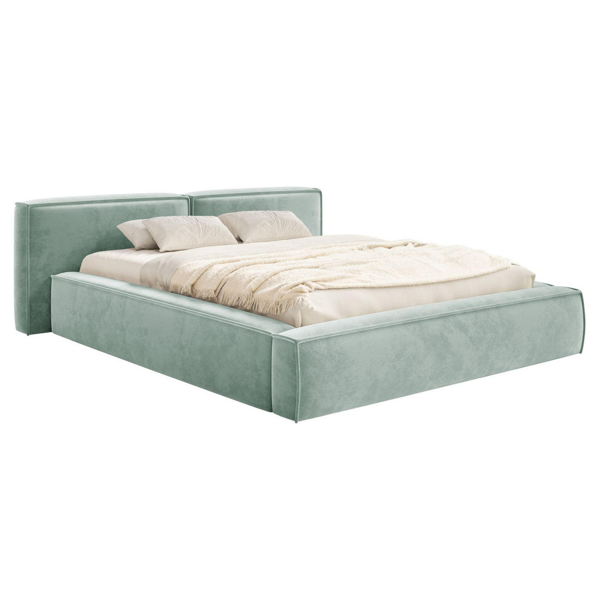 POLSTERBETT Tilves Low Salbeigrün 160x200 cm - Schwarz/Hellgrün, Kunststoff/Textil (160/200cm) - Selsey