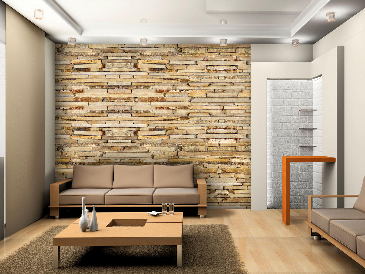 FOTOTAPETE Stein-Optik 375 x 270 cm - Beige, Papier (375/270cm) - Sanders & Sanders