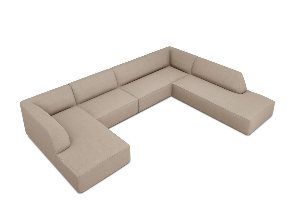 PANORAMASOFA rechts Ruby aus strukturiertem Stoff dunkelbeige 7 Sitzplätze - Taupe, Textil (273/69/366cm) - Micadoni