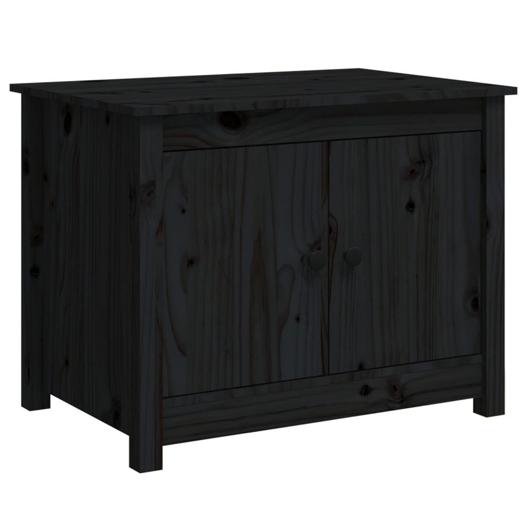 COUCHTISCH Schwarz 71x49x55 cm Massivholz Kiefer - Schwarz, Holz (71/49/55cm) - furnicato