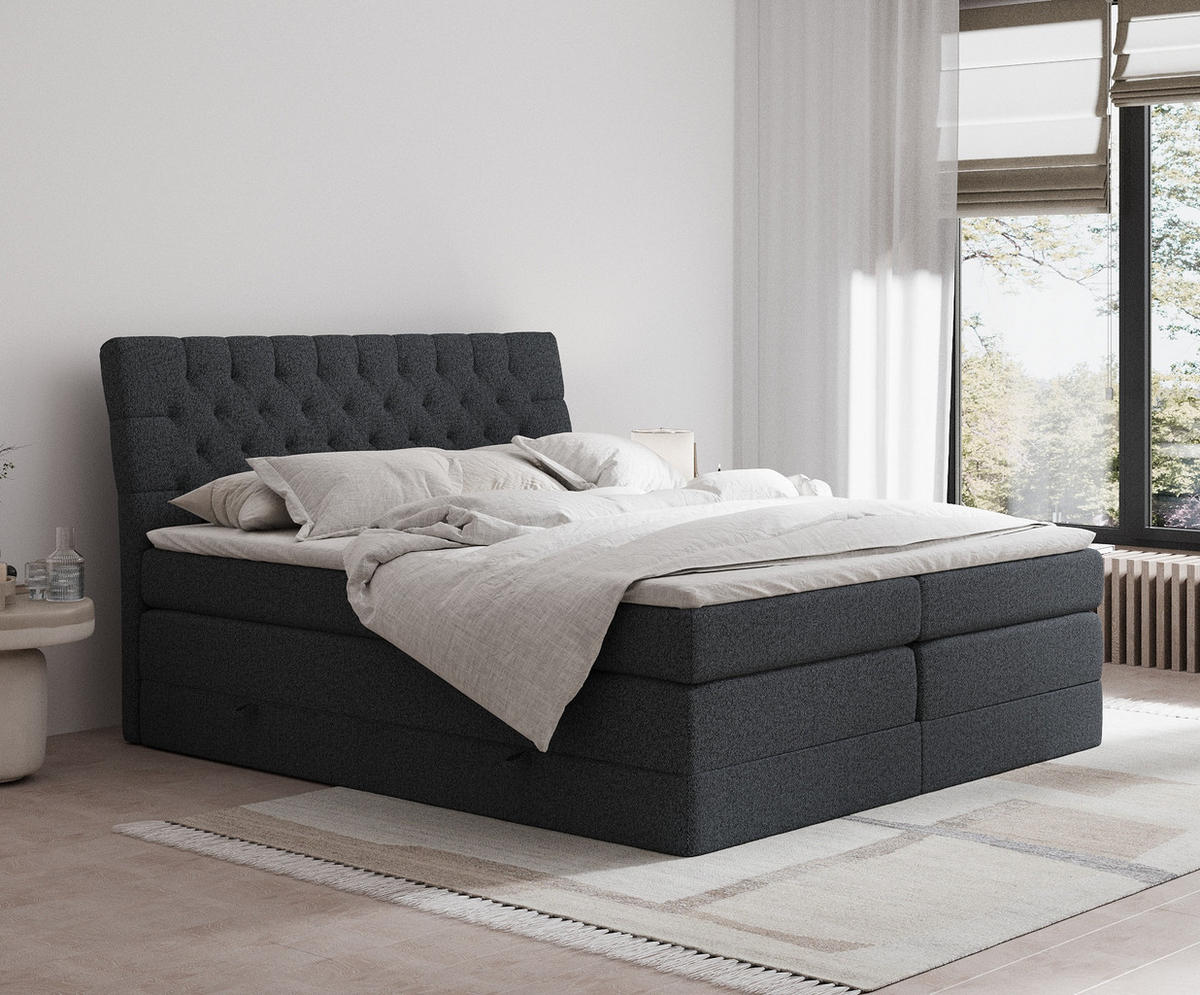 BOXSPRINGBETT Seraphine Schwarz 180/200 cm - Schwarz, Holz/Holzwerkstoff (180/200cm) - Maison de Reve