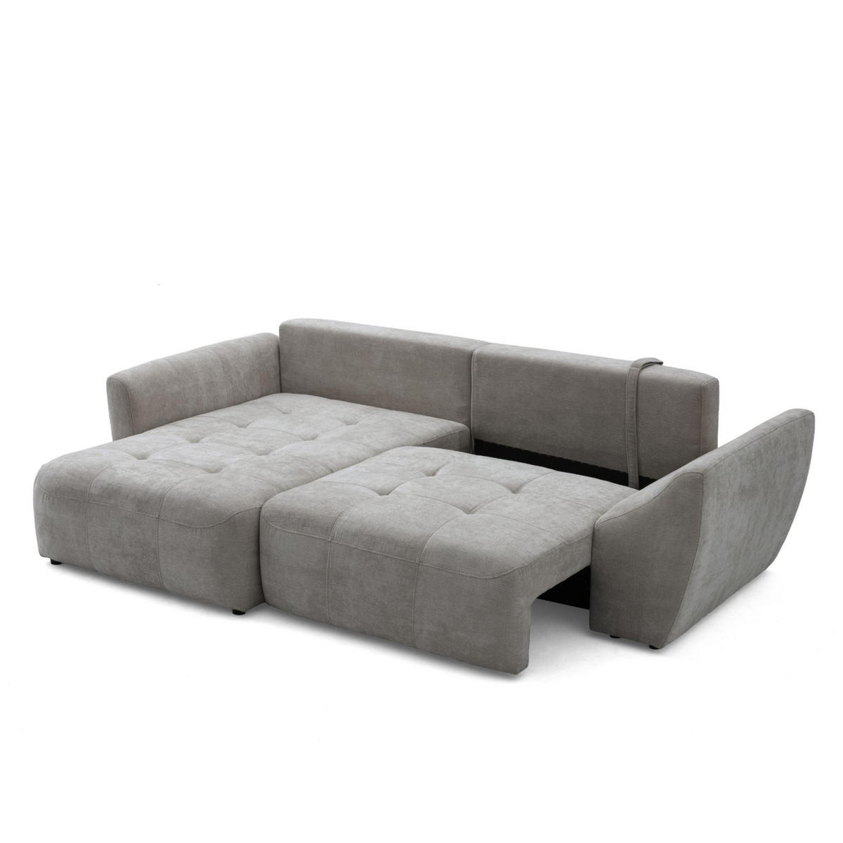 ECKSOFA NICE L Links mit Schlaffunktion 137x204 Chenille Grau - Schwarz/Grau, Holz/Textil (260/165cm) - Muffo