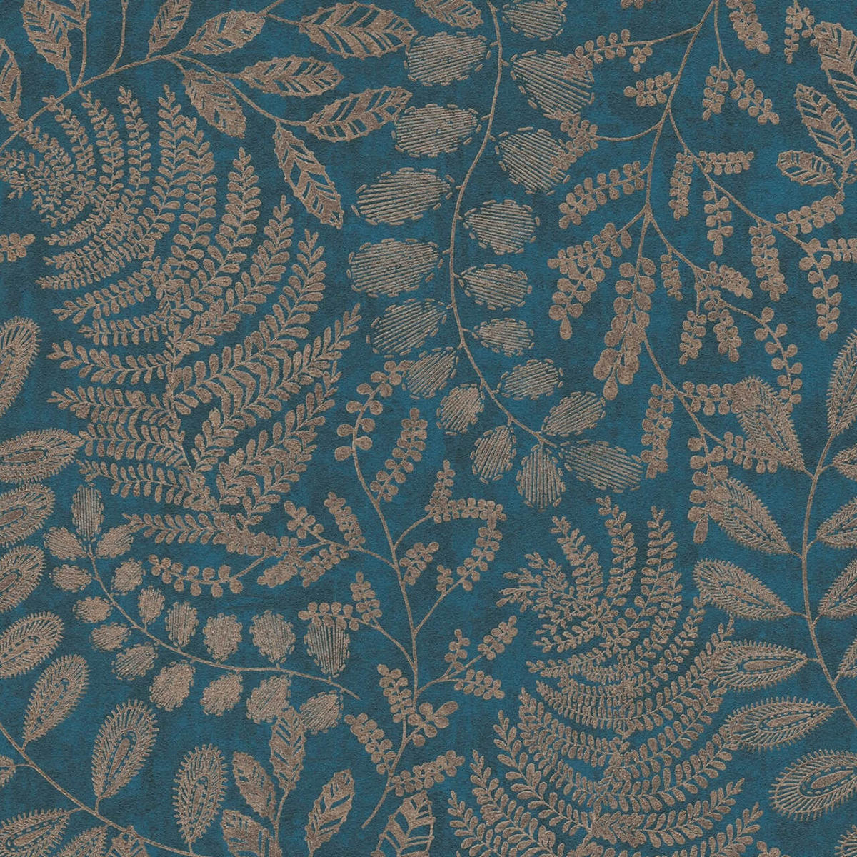 VLIESTAPETE Blau 53/1005 cm - Goldfarben, Textil (53/1cm) - KUNSTLOFT