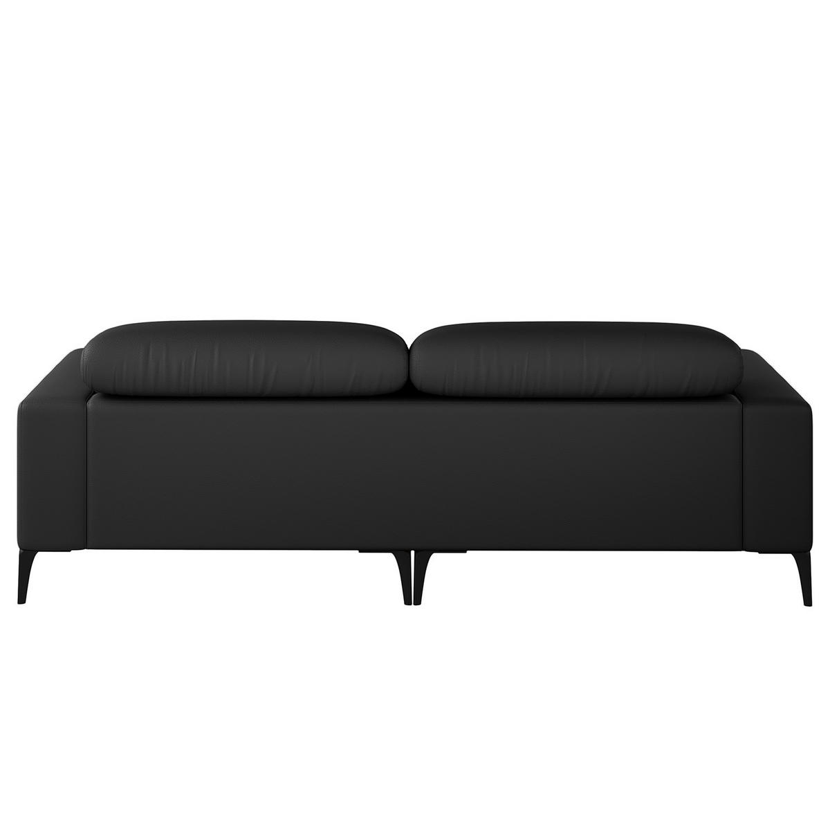 1,5-SITZER ECKSOFA mit Longchair - Schwarz, Leder/Metall (232/180cm) - home24