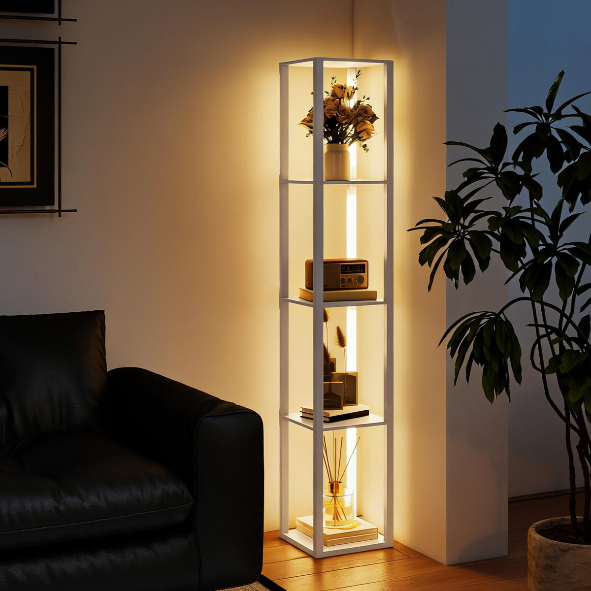 STEHLAMPE MDF Kunststoff Weiß - Weiß, Holzwerkstoff (29/29/163cm) - HOMCOM