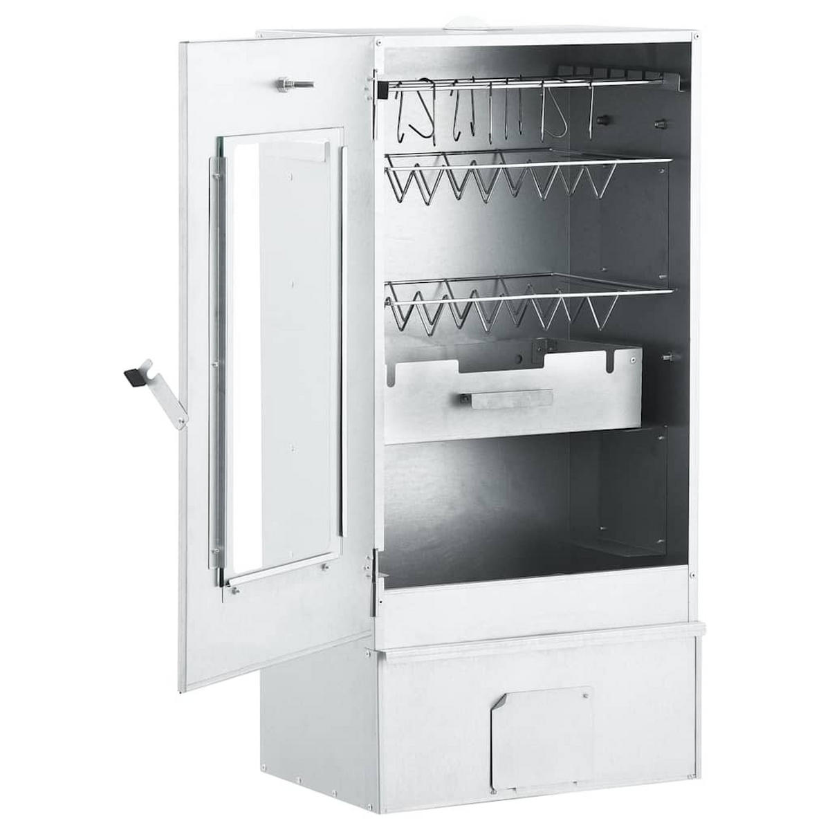 RÄUCHEROFEN Mit 1 Kg Hackschnitzel 44,5/29/83 Cm - Silberfarben, Metall (29/83/44.5cm) - vidaXL