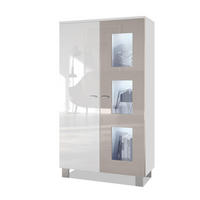 VITRINE Denjo Tür in Sandgrau Hochglanz - Sandfarben, Holzwerkstoff (71/129/35cm) - Vladon