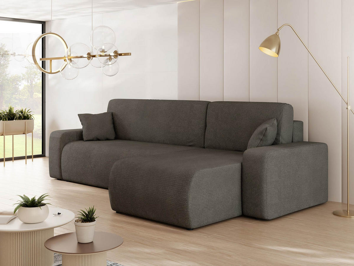 ECKSOFA Piano - Schwarz/Braun, Holz/Kunststoff (244/145cm) - MIRJAN24