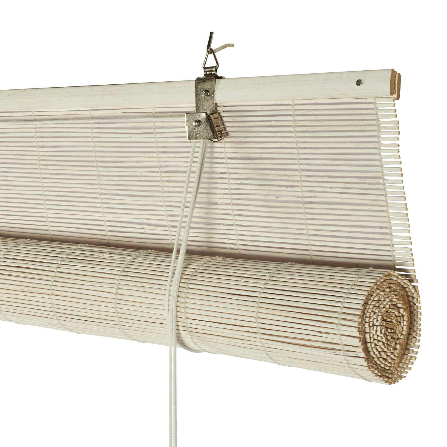 Thumbnail - Storesdeco Bambusrollo, Weiß, Kunststoff, Uni, Rechteckig, 90x175 cm, CE, Wohntextilien, Rollos & Jalousien, Rollos