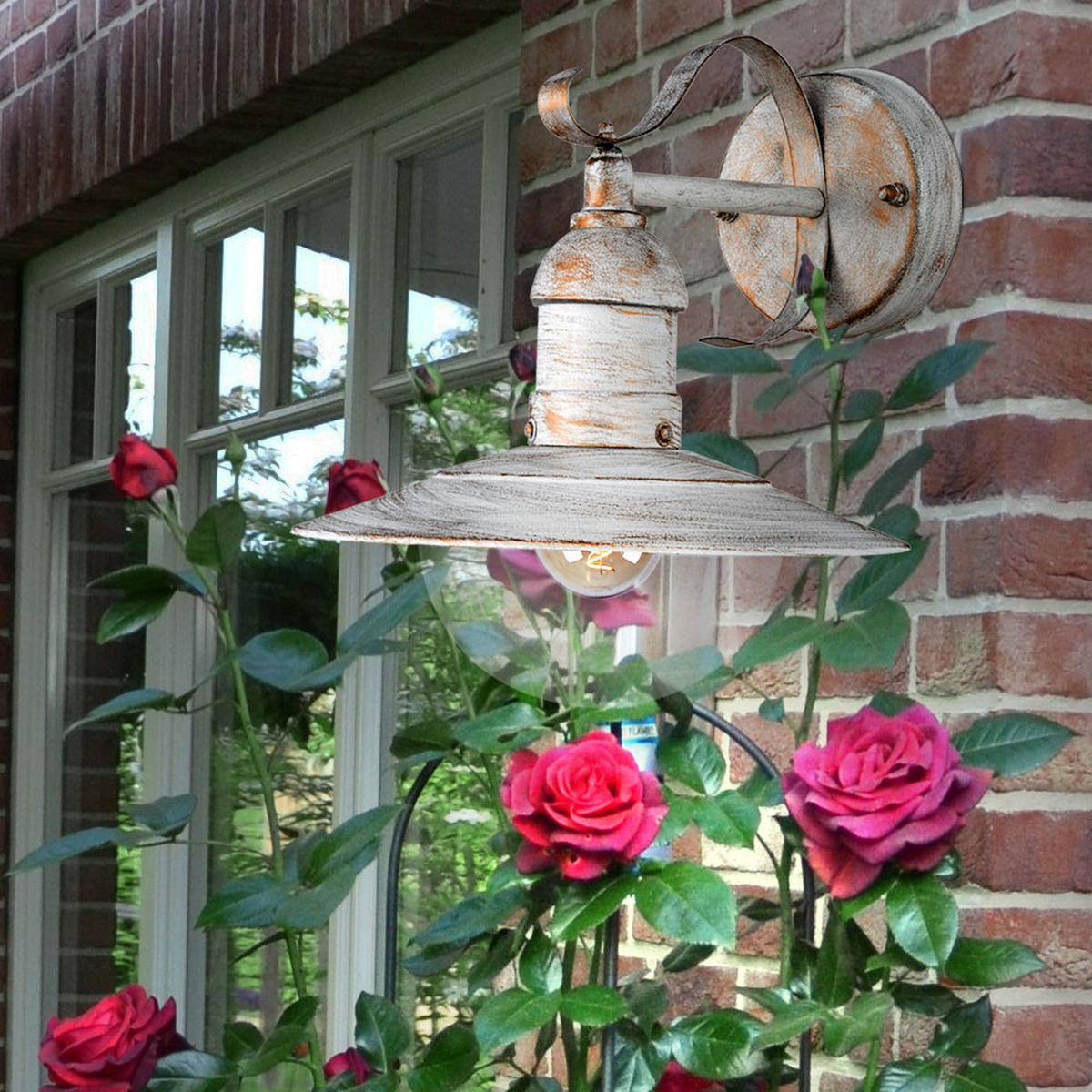 WANDLEUCHTE Landhausstil Weiß Gold - Weiß, Metall (27.2/24/25.6cm)