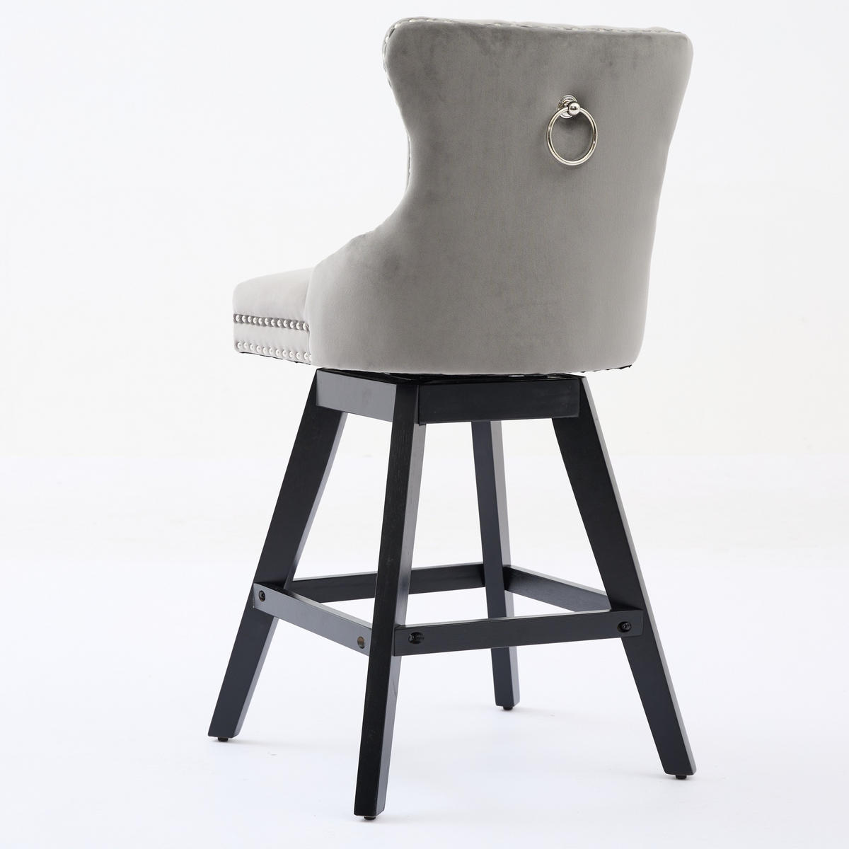 BARHOCKER 2er-Set aus Samt mit Holzbeinen, Grau - Grau, Textil (55/97.5/44.5cm)