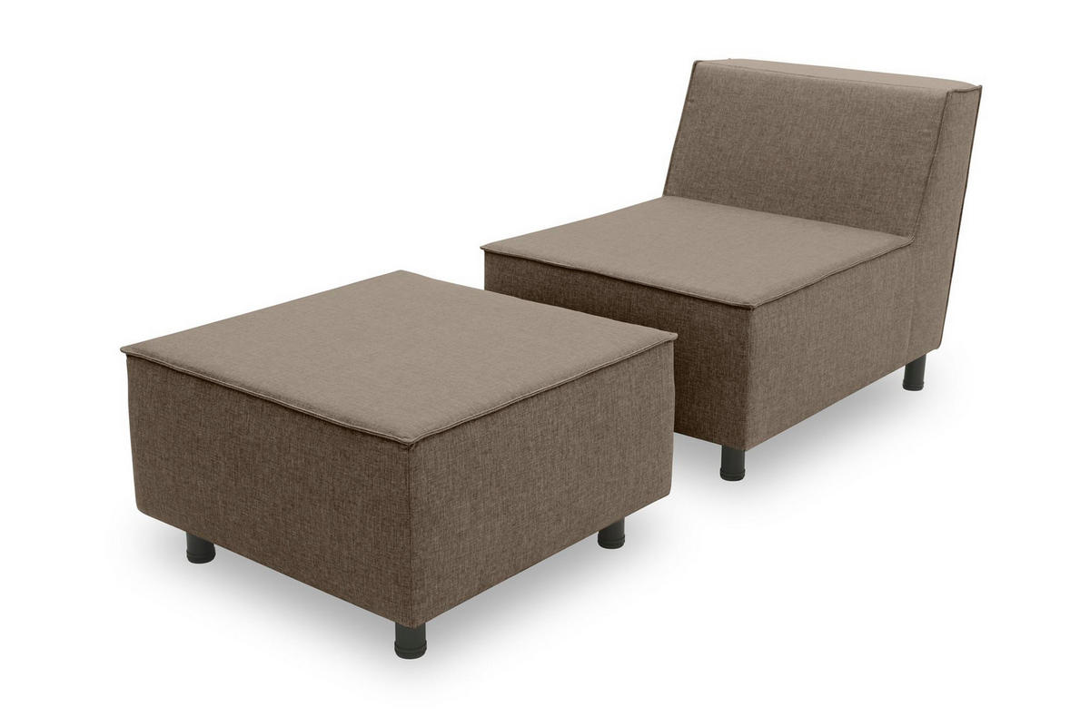 GARTENLOUNGE-SET 1 Brandie 146x77x176 mit Outdoorbezug in braun - Braun, Kunststoff (176/77/146cm) - 58aufmkessel