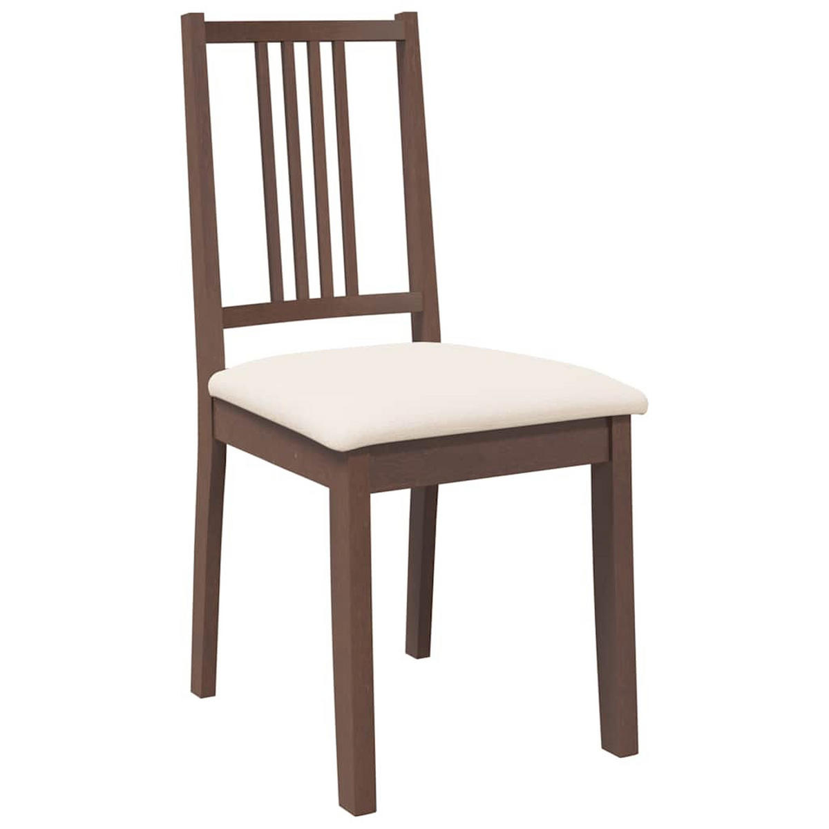 ESSZIMMERSTÜHLE mit Kissen 2 Stk. Braun Massivholz Gummibaum 40*47.5*89cm - Braun/Weiß, Holz (40/89/47.5cm) - ZMH