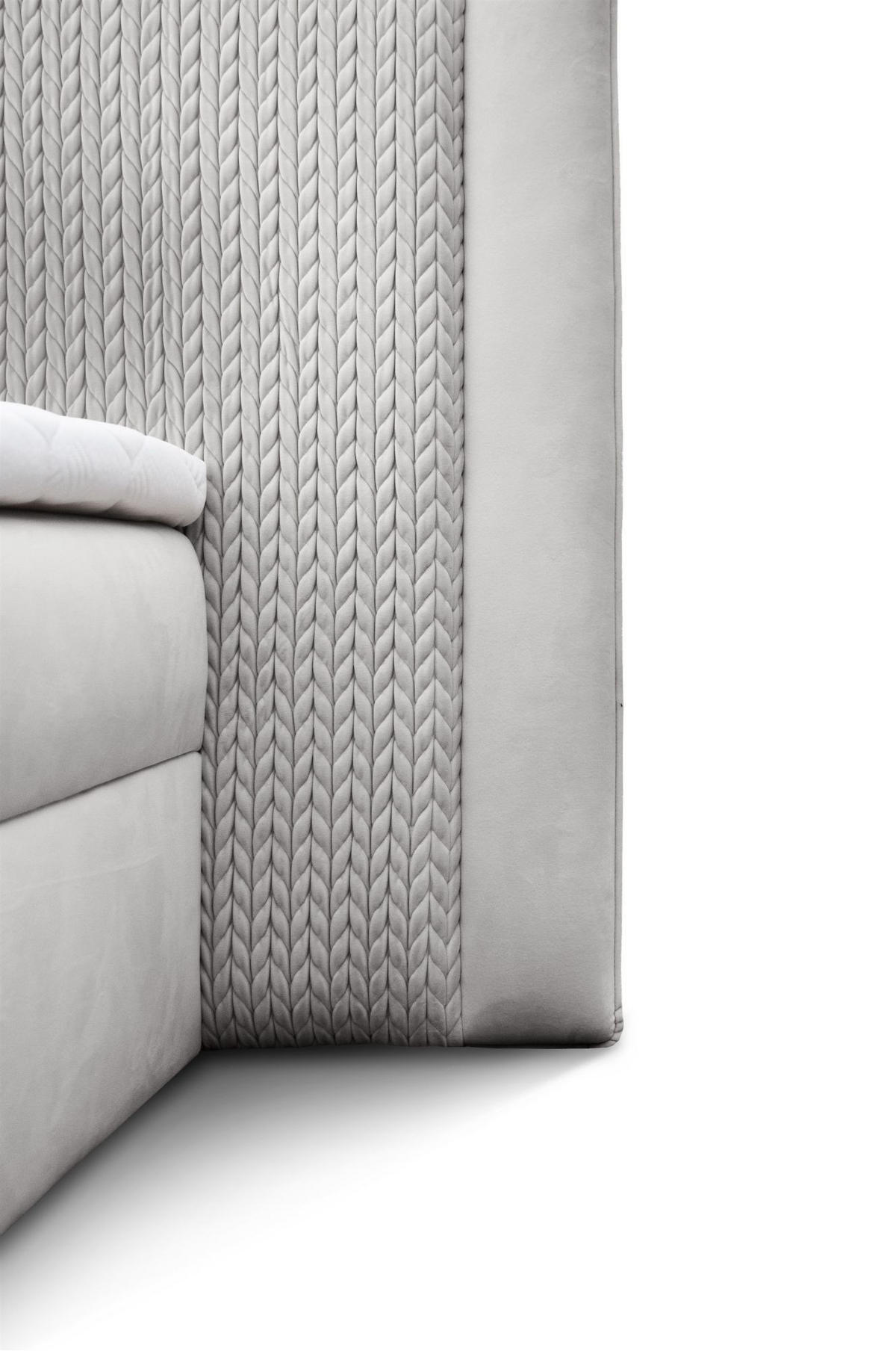 BOXBETT Cedric In Magic Velvet - Hellgrau, Holzwerkstoff/Textil (120/200cm) - Fun Möbel