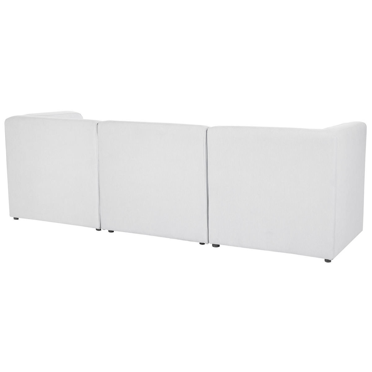 3-SITZER-SOFA Cord cremeweiß Lemvig - Weiß, Textil (250/78/83cm) - Beliani