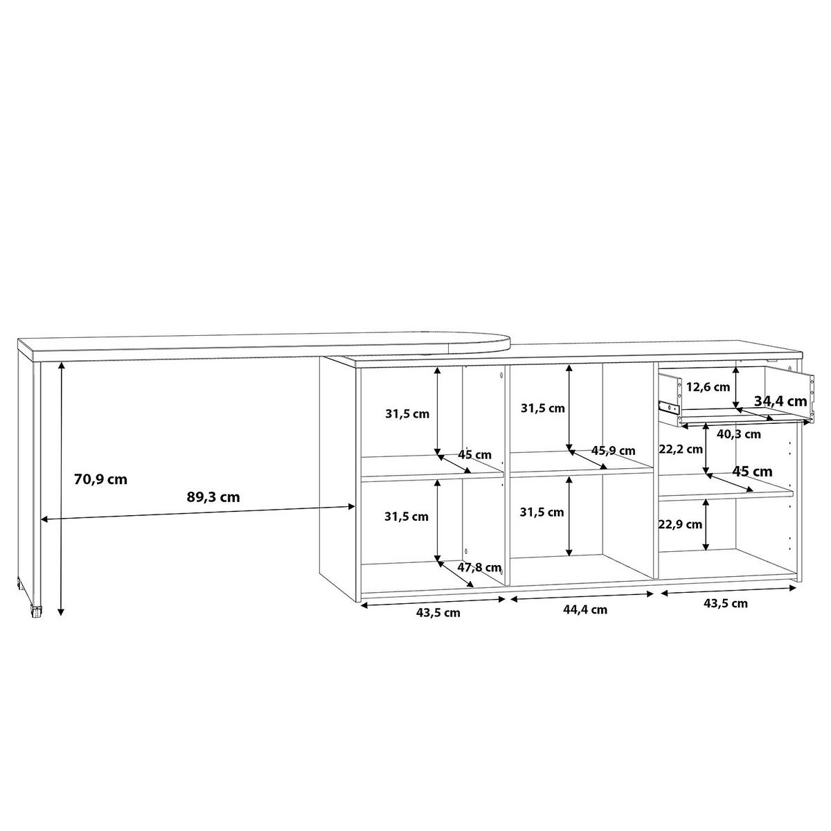 ECKSCHREIBTISCH - Weiß / Eiche Sonoma Dekor - Eichefarben/Weiß, Holzwerkstoff (50/144/74cm) - home24