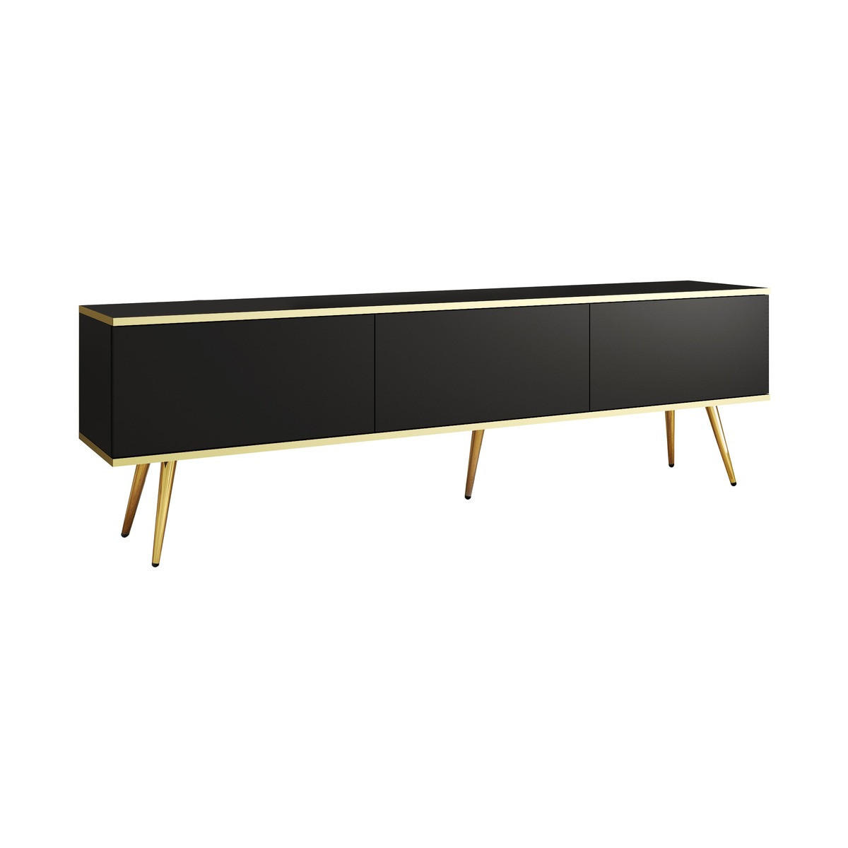 LOWBOARD – 175 cm – Oro – Mit Füßen – TV-GEN0307 - Schwarz, Holzwerkstoff (175/30/32cm) - hi-markt