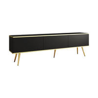 LOWBOARD – 175 cm – Oro – Mit Füßen – TV-GEN0307 - Schwarz, Holzwerkstoff (175/30/32cm) - hi-markt