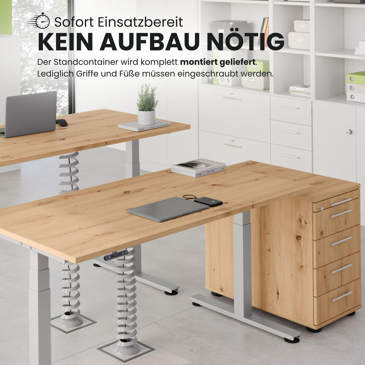 STANDCONTAINER - mit 4 Schubladen 80/42,8/72 cm in Nussbaumfarben Streifengriff (Kunststoff) - Nussbaumfarben, Holzwerkstoff (42.8/72/80cm) - bümö