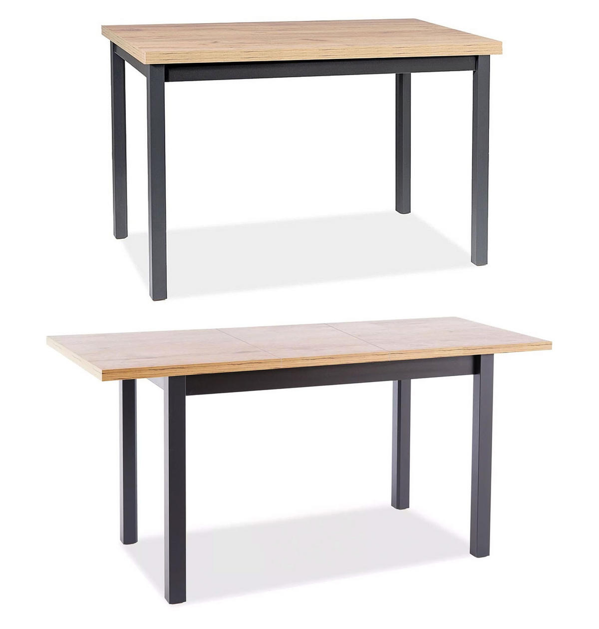 ESSTISCH Adam Artisan Eiche / Schwarz 100-140 / 60 / 75cm - Eichefarben/Schwarz, Holz/Holzwerkstoff (60/140/75cm) - Feldmann-Wohnen