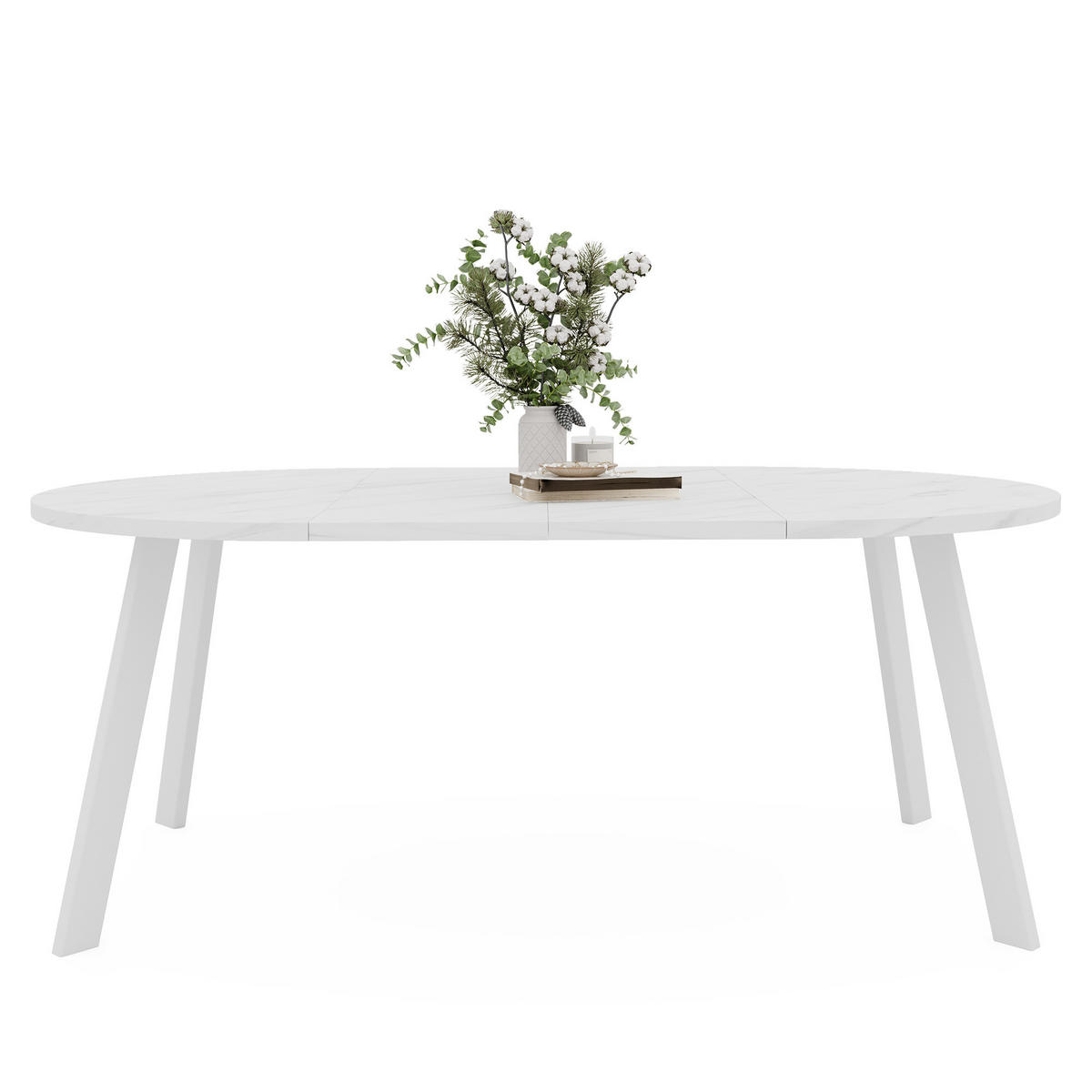TISCH Weiße Beine, MDF Tischplatte, Marmor Bianco - Weiß, Holzwerkstoff (100/100/76cm) - Idohome