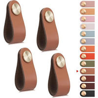 MÖBELGRIFF Braun Karamell 4er-Set Leder - Multicolor, Leder (2/1/14cm)
