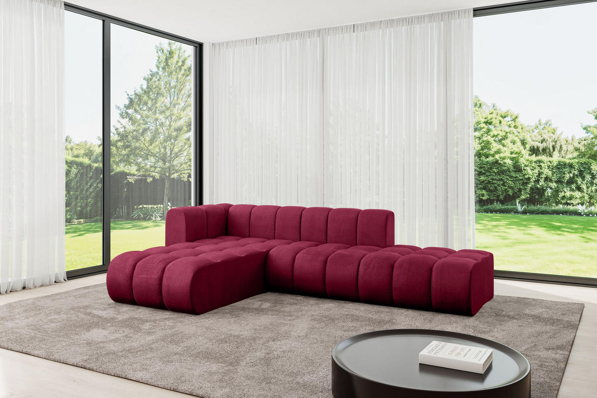 ECKSOFA modulares Sofa Zuvon-L1 - 296x177x70 cm Bordeauxrot - Bordeaux, Holzwerkstoff/Textil (296/177cm) - ALTDECOR