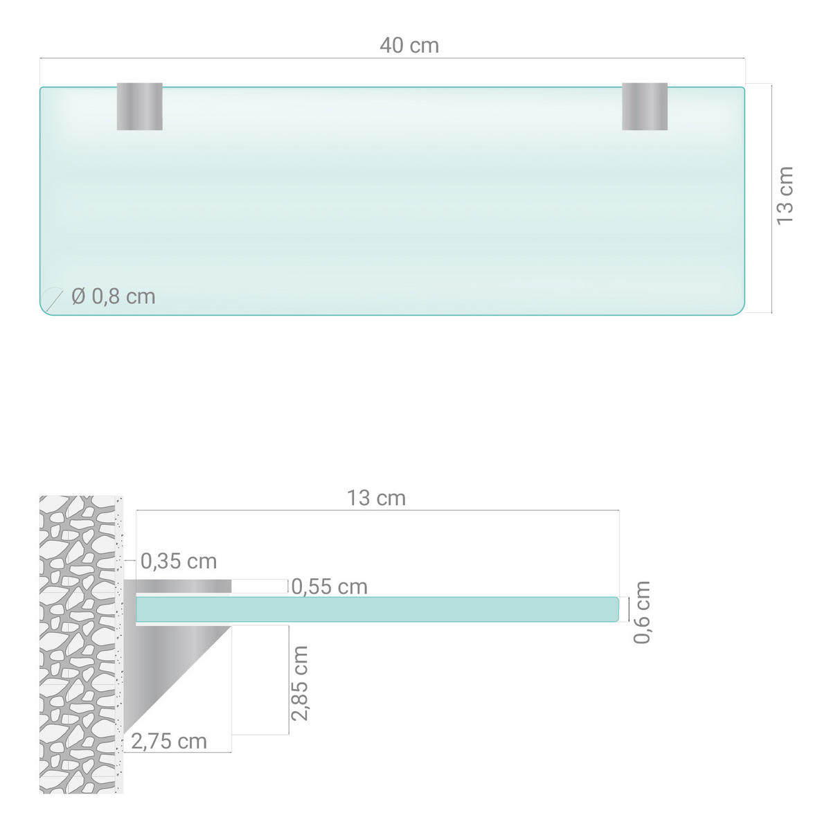 GLASREGAL Milchglas - 40x13 cm - Transparent, Glas (40/0.6/13cm) - TULUP