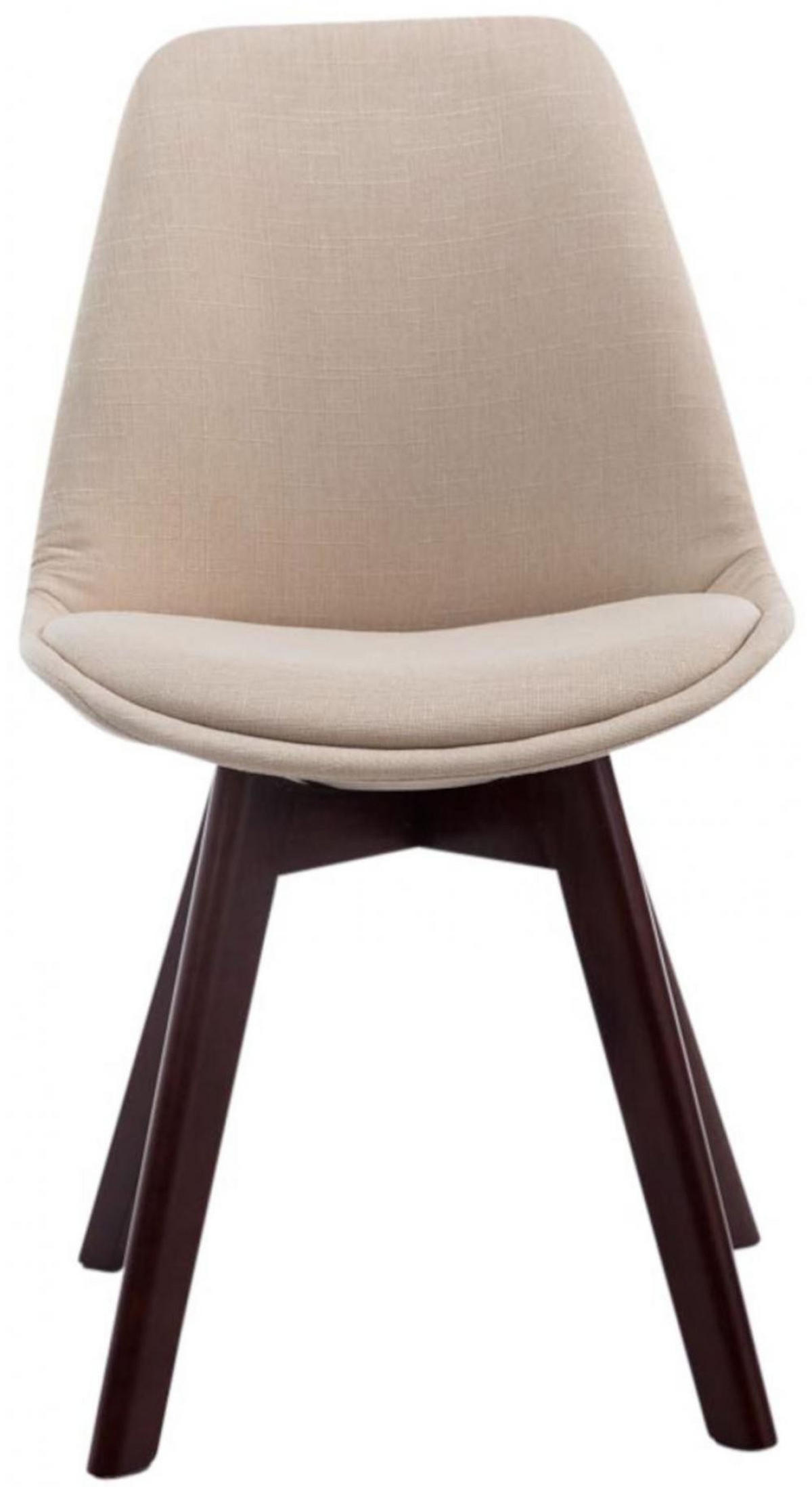 STUHL 4er Set Stoff creme - Walnussfarben/Creme, Holz/Textil (48/84/55cm) - CLP