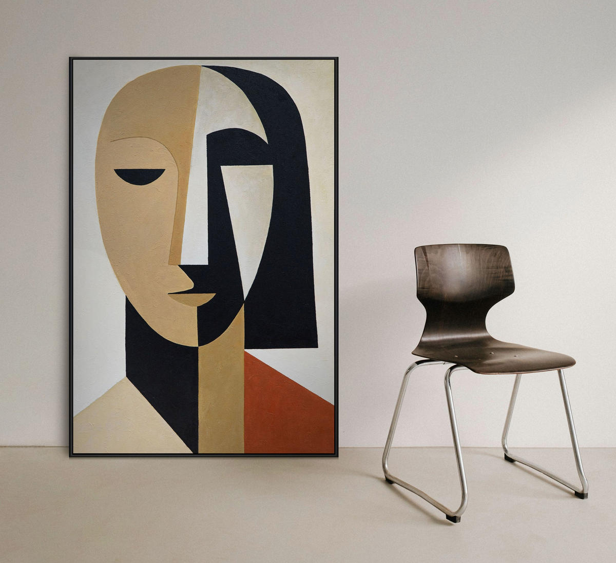 GEMÄLDE Geometrie des Gesichts Schattenfugenrahmen Schwarz 120x80 cm - Schwarz, Holz (120/80cm) - YS-art gallery
