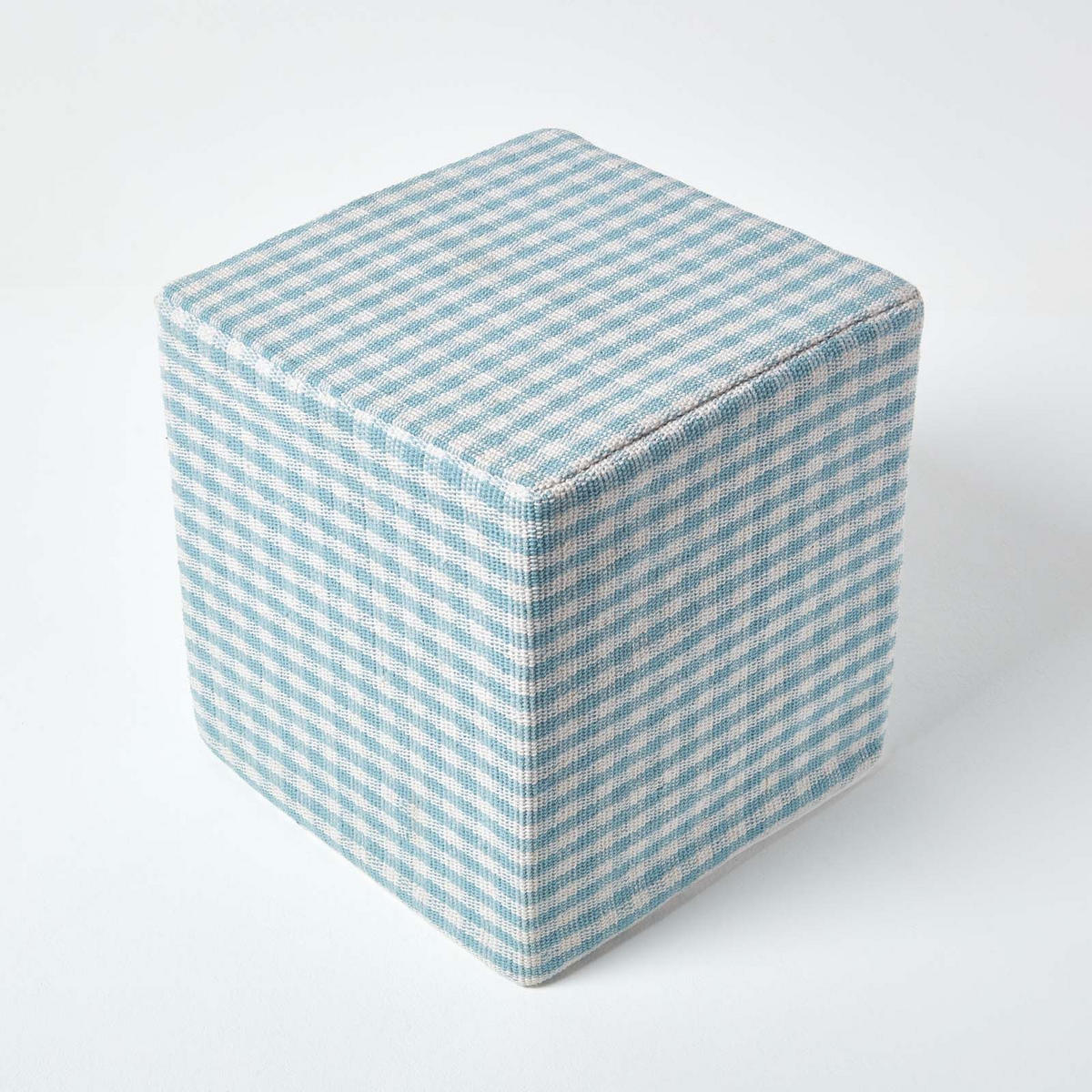 SITZWÜRFEL Vichy-Karo blau, Hocker kariert 36/36/38 cm - Blau, Textil (36/38/36cm) - Homescapes