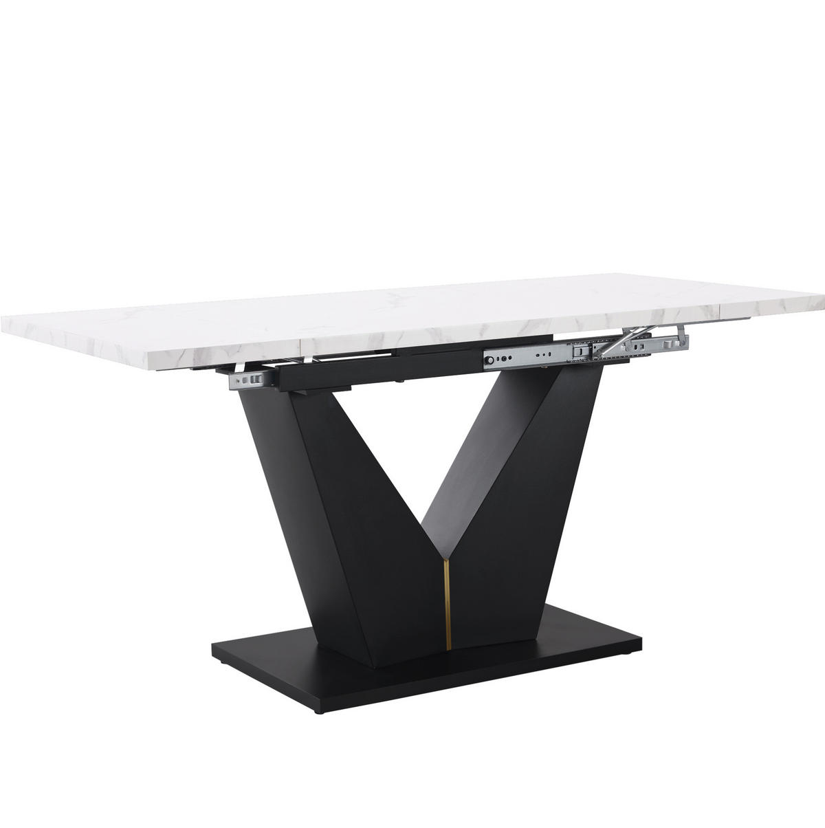 ESSTISCH 99-159/75/75 cm Weiß/Schwarz aus MDF und Metall mit Ausziehfunktion - Weiß, Holzwerkstoff (99/75/75cm) - OKMYHOME