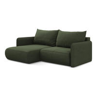 ECKSOFA mit Schlaffunktion Strukturstoff Stoff Grün - Schwarz/Olivgrün, Kunststoff/Textil (148/207cm) - Makamii