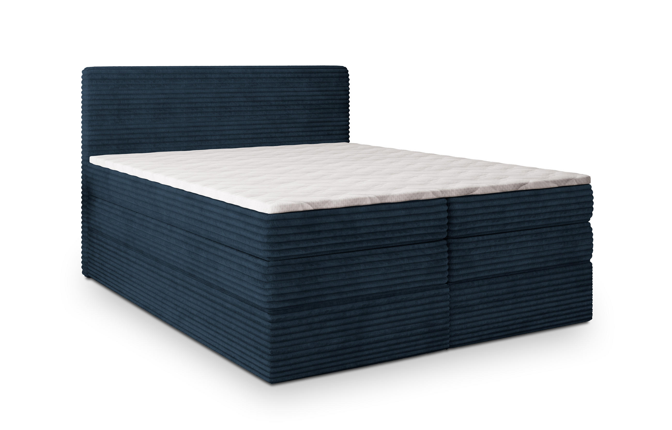 BOXSPRINGBETT LUNERA 140x200 cm mit Matratze und Topper - Blau - Blau, Holz (140/200cm) - MASSENO