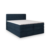 BOXSPRINGBETT LUNERA 140x200 cm mit Matratze und Topper - Blau - Blau, Holz (140/200cm) - MASSENO