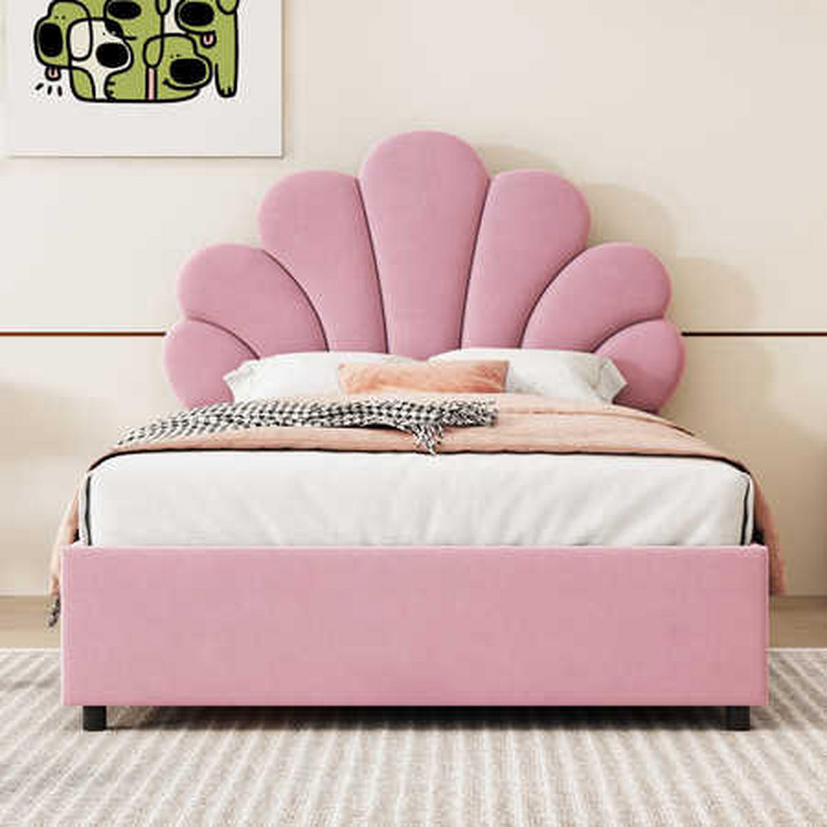 TAPECIRANI KREVET 90x200 Ružičasti Baršun Podesivo Uzglavlje - pink, tekstil (90/200cm) - FLIEKS