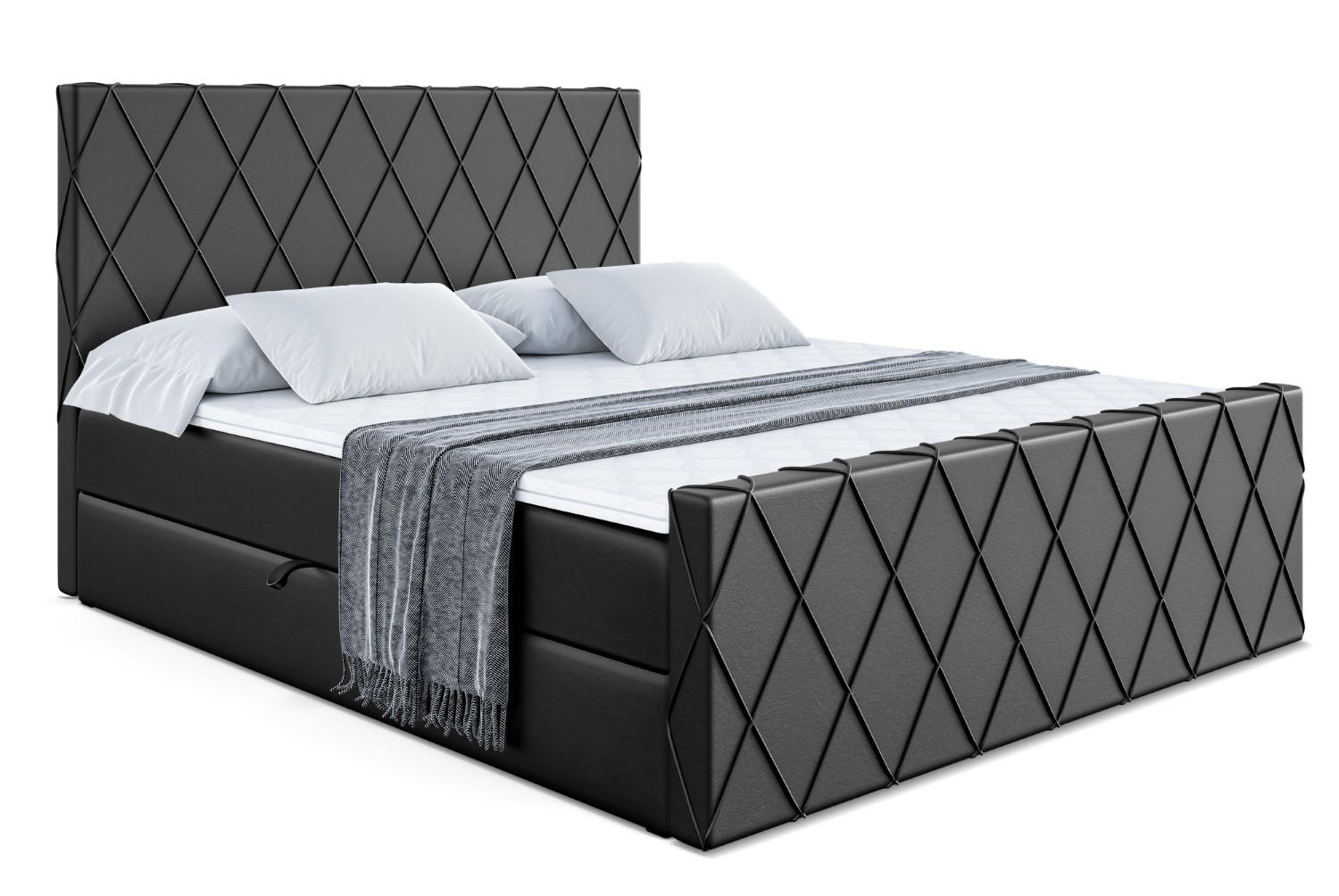 BOXBETT LEPARO-Z - 200 x 200 - H3 - Schwarz Hochglanz - Schwarz Hochglanz, Holzwerkstoff (200/200cm) - ALTDECOR