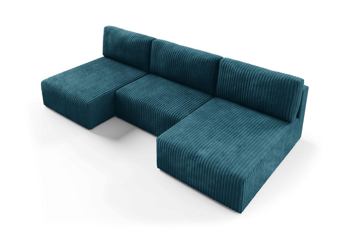 WOHNLANDSCHAFT Natalia - Blau, Holzwerkstoff/Textil (304/85/149cm) - Fun Möbel