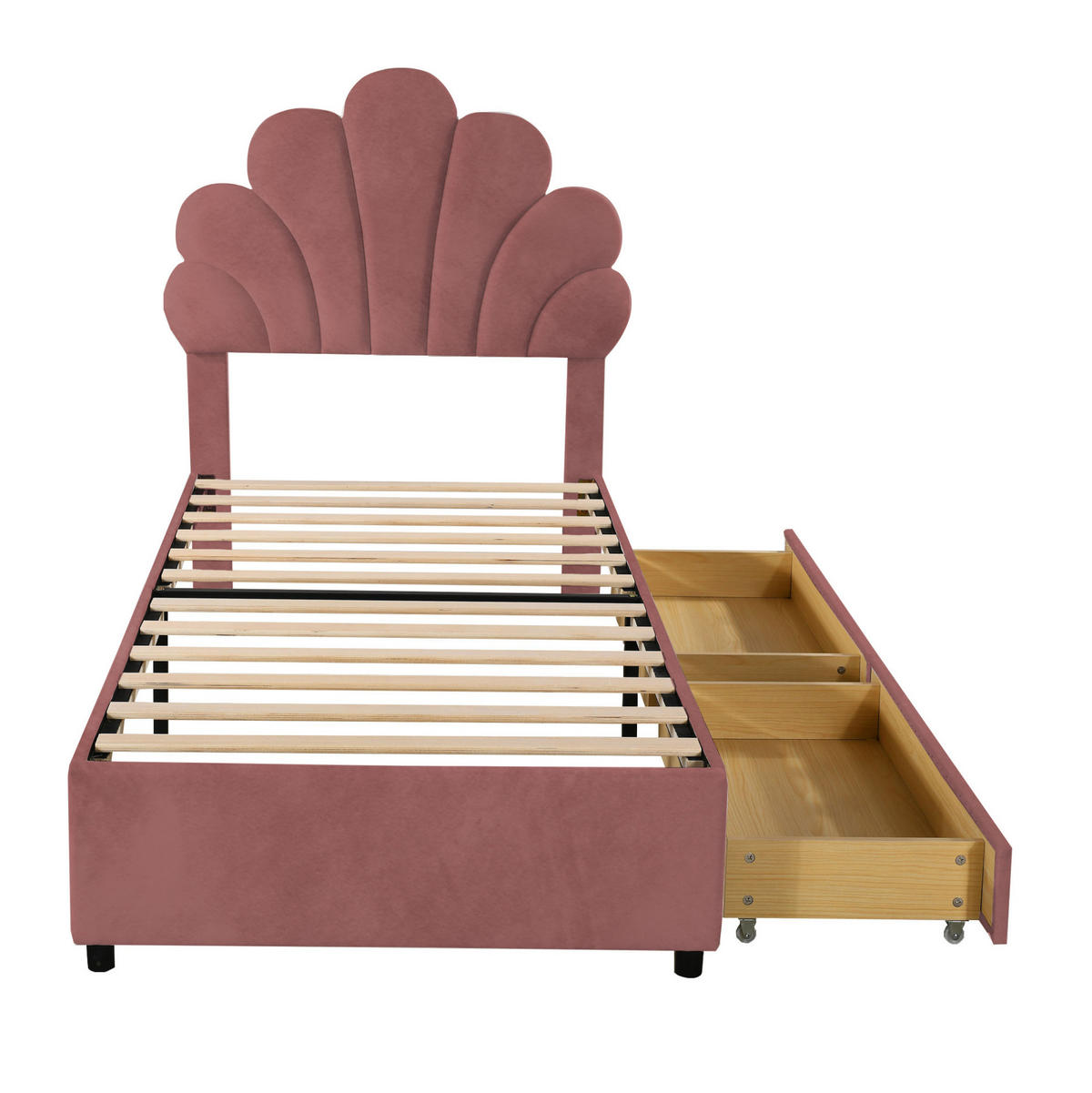 POLSTERBETT 90/200 cm Rosa mit 2 Schubladen ohne Matratze - Pink, Textil (90/200cm) - MIVRAY