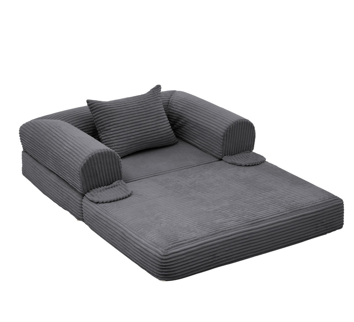 SCHLAFSOFA 2-in-1 aus Kord Grau - Grau, Kunststoff (85/65/120cm) - Meubliv