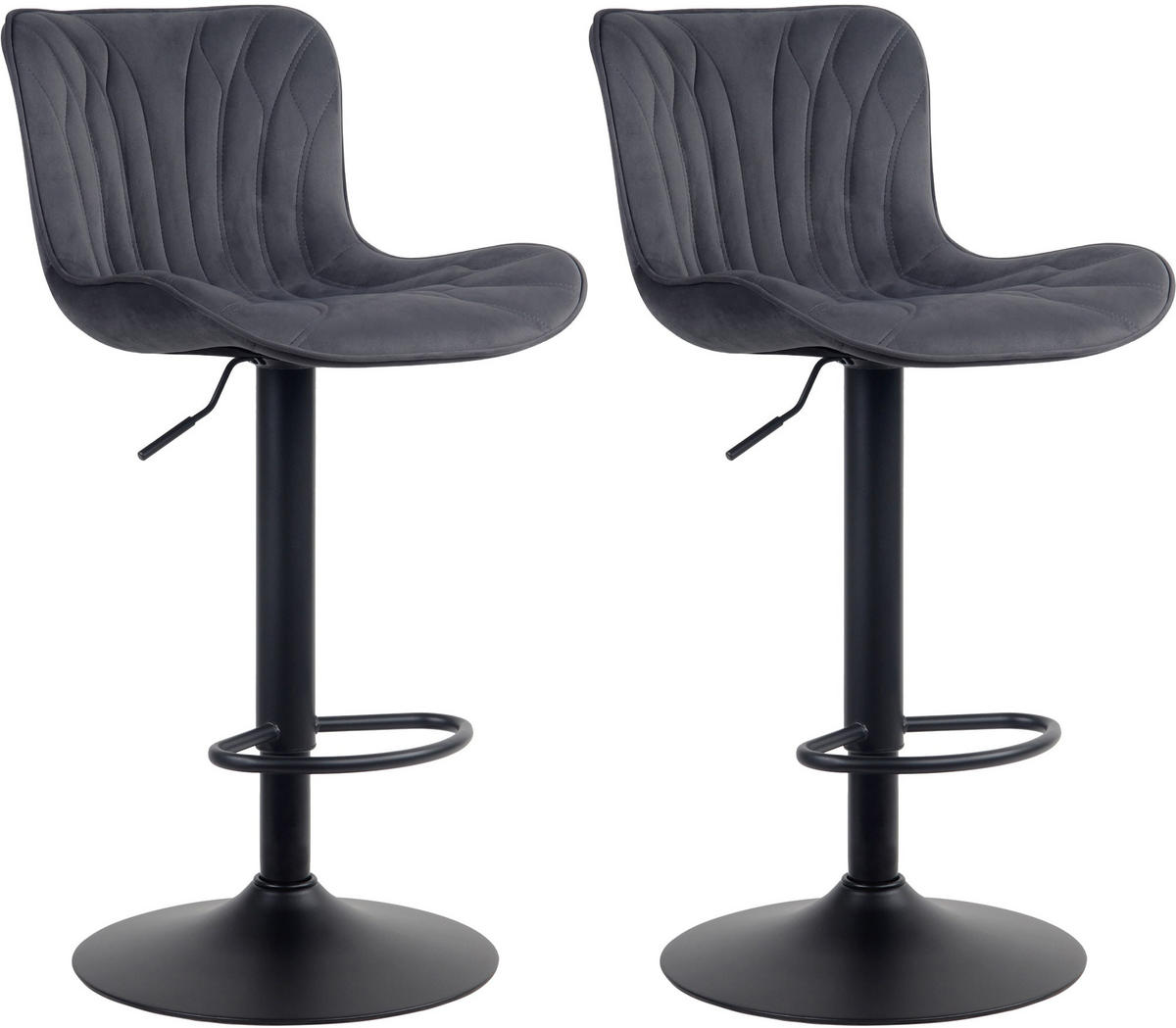 BARHOCKER 2er Set Samt schwarz - Schwarz, Textil/Metall (48/83/54cm) - CLP