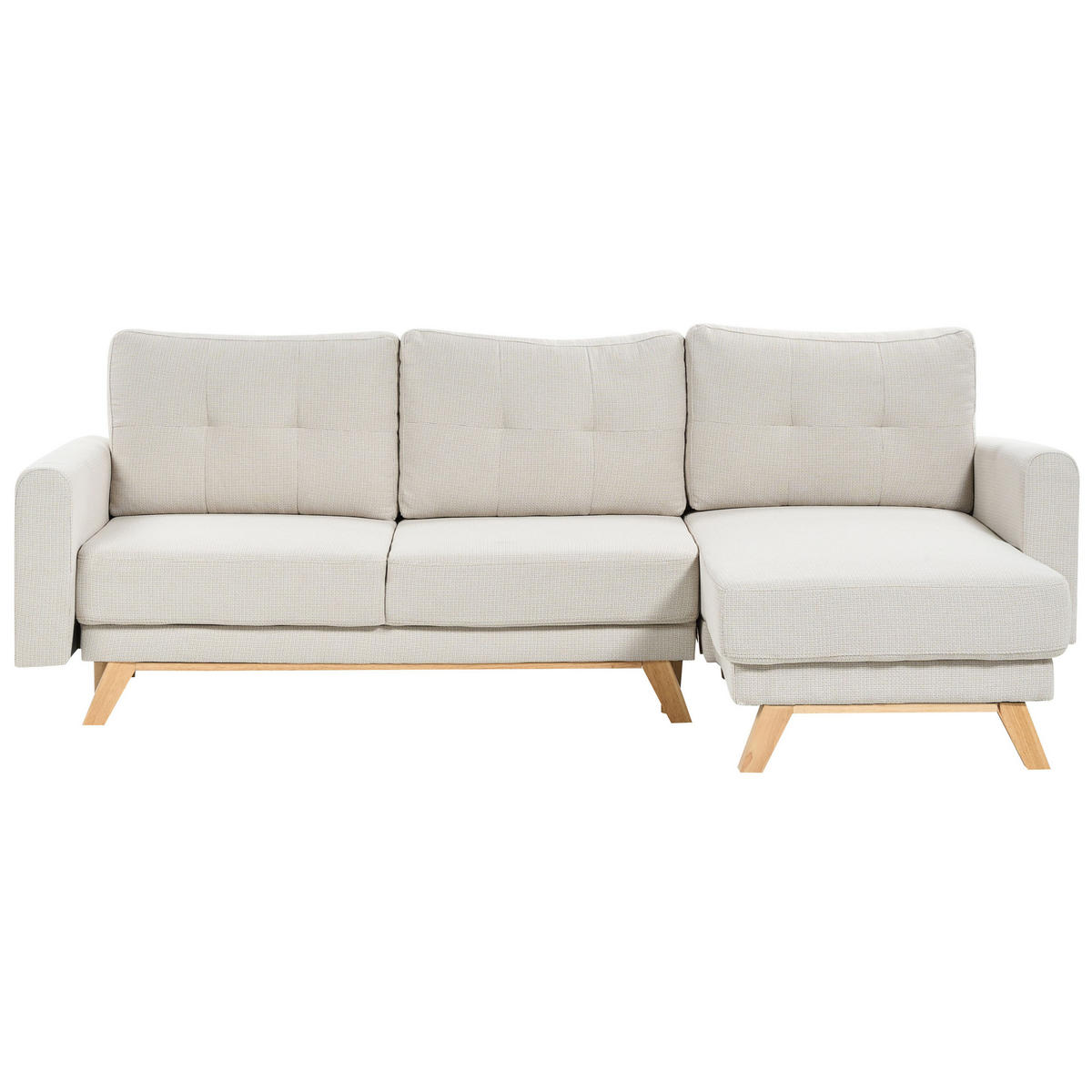 3-SITZER-ECKSOFA hellbeige rechtsseitig mit Schlaffunktion Stauraum Siro - Hellbraun/Beige, Textil (240/142cm) - Beliani