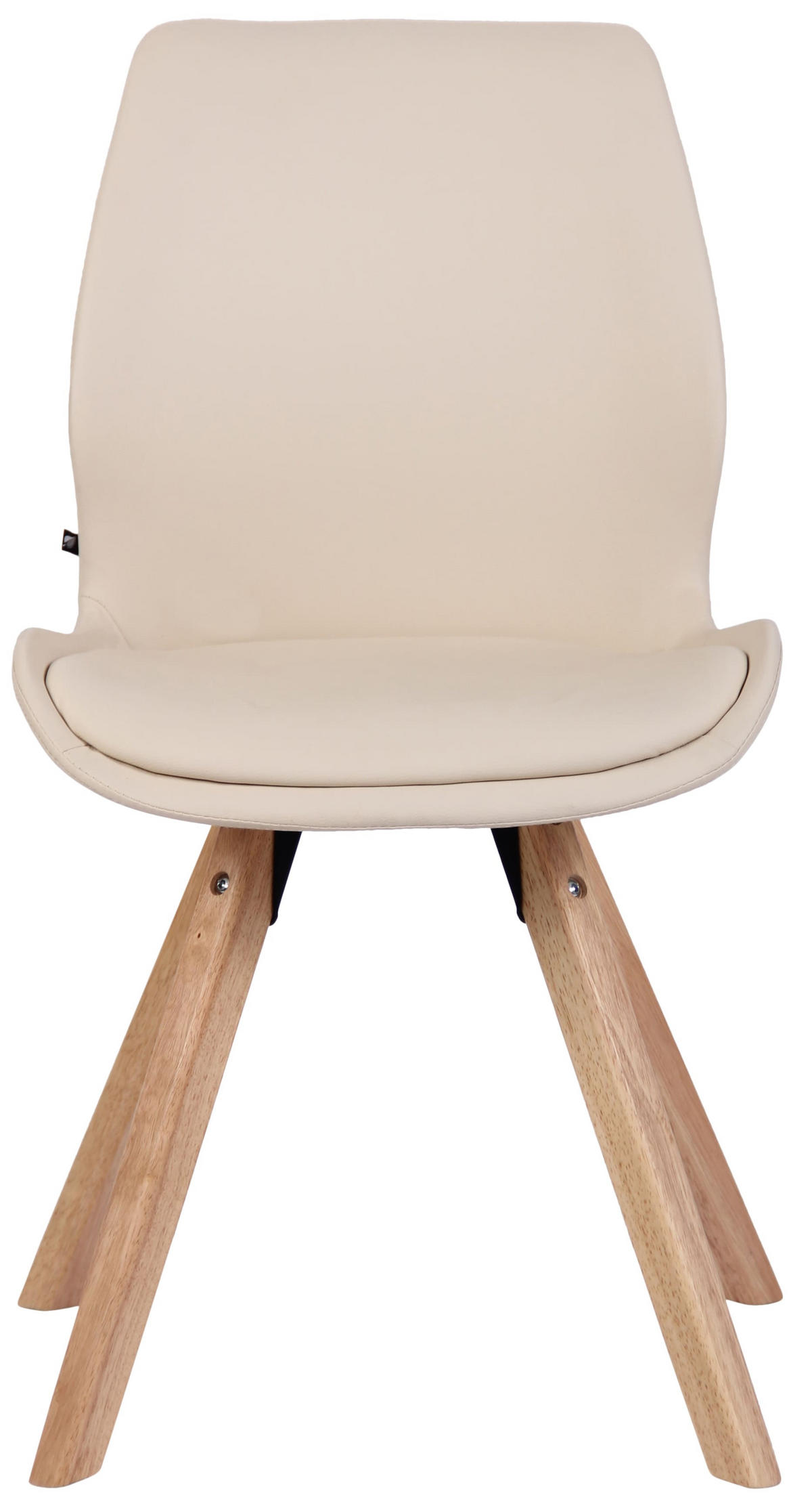 STUHL Lederlook creme - Eukalyptusholzfarben/Creme, Holz/Textil (49/87.5/58cm) - CLP
