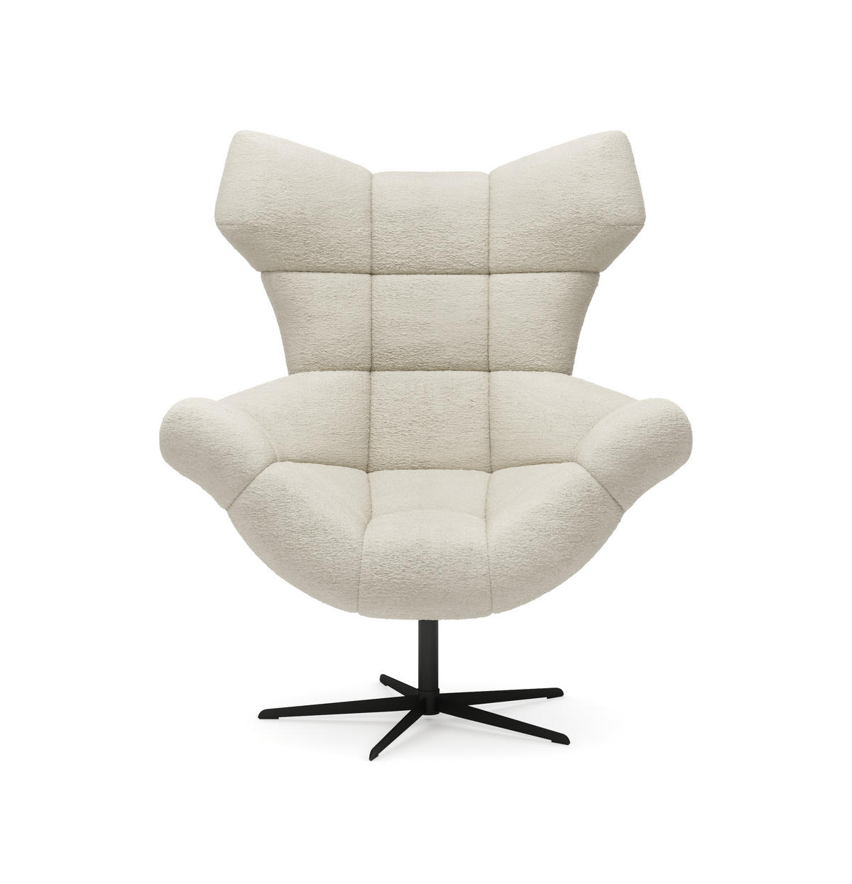 SESSEL SENSI Relaxstuhl mit 360° Drehung und Schwingfunktion – Lux-Schaumkissen, Beige, 104x46x119 cm - Beige/Schwarz, Holz/Textil (104/119/84cm) - DomoHome