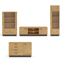 WOHNZIMMER-SET Modesto Eiche Style hell / schwarz 4-teilig - Hellbraun/Eichefarben, Holz/Holzwerkstoff (460/196/40cm) - Feldmann-Wohnen