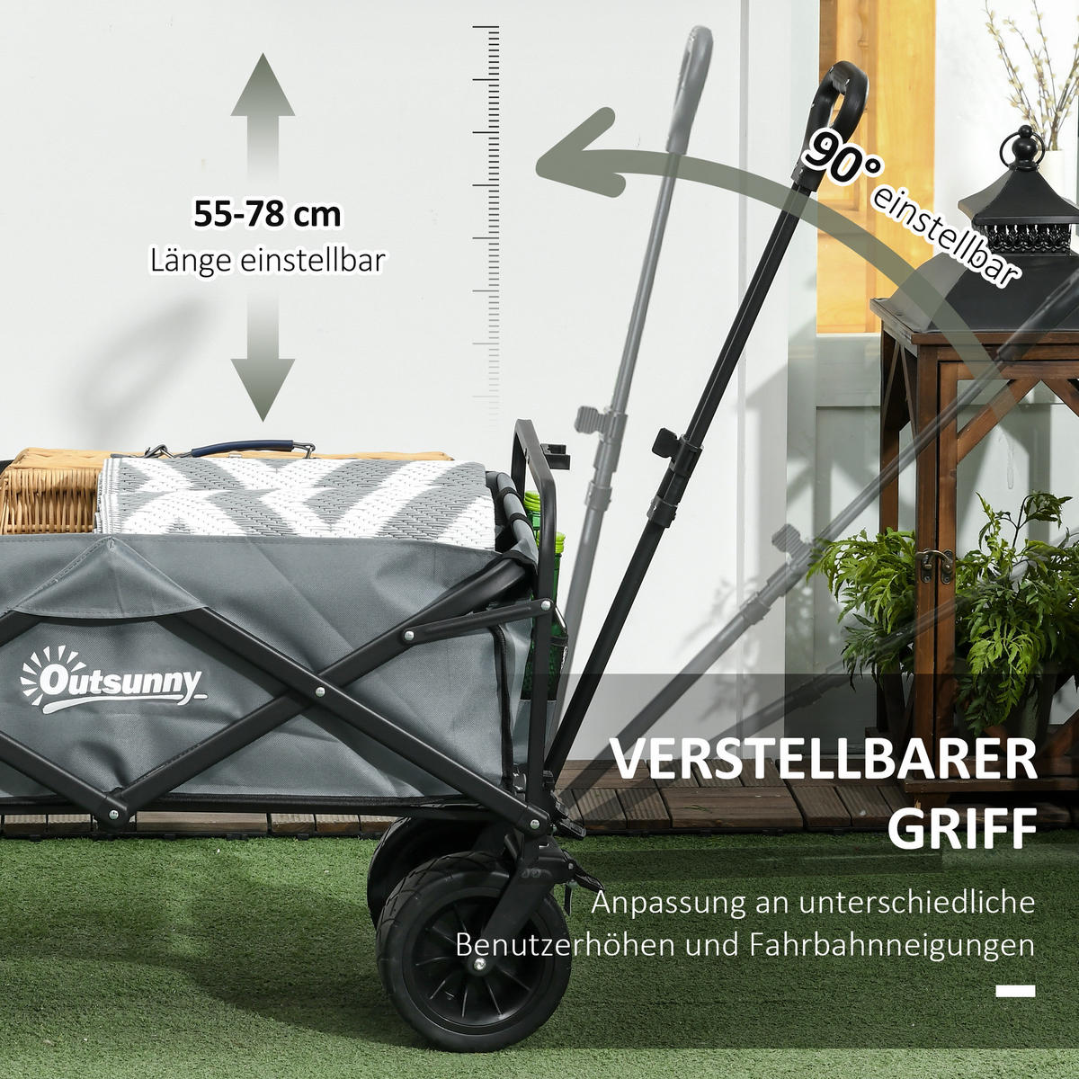 BOLLERWAGEN klappbar 120 kg mit Kühltasche - Dunkelgrau, Metall (113/100/57cm) - Fortuna Lai