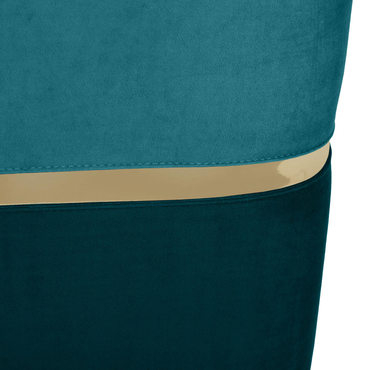 POUF Kate aus entenblauem Samt und goldenem Metall - Blau, Holzwerkstoff/Textil (50/45/50cm) - Sicaan