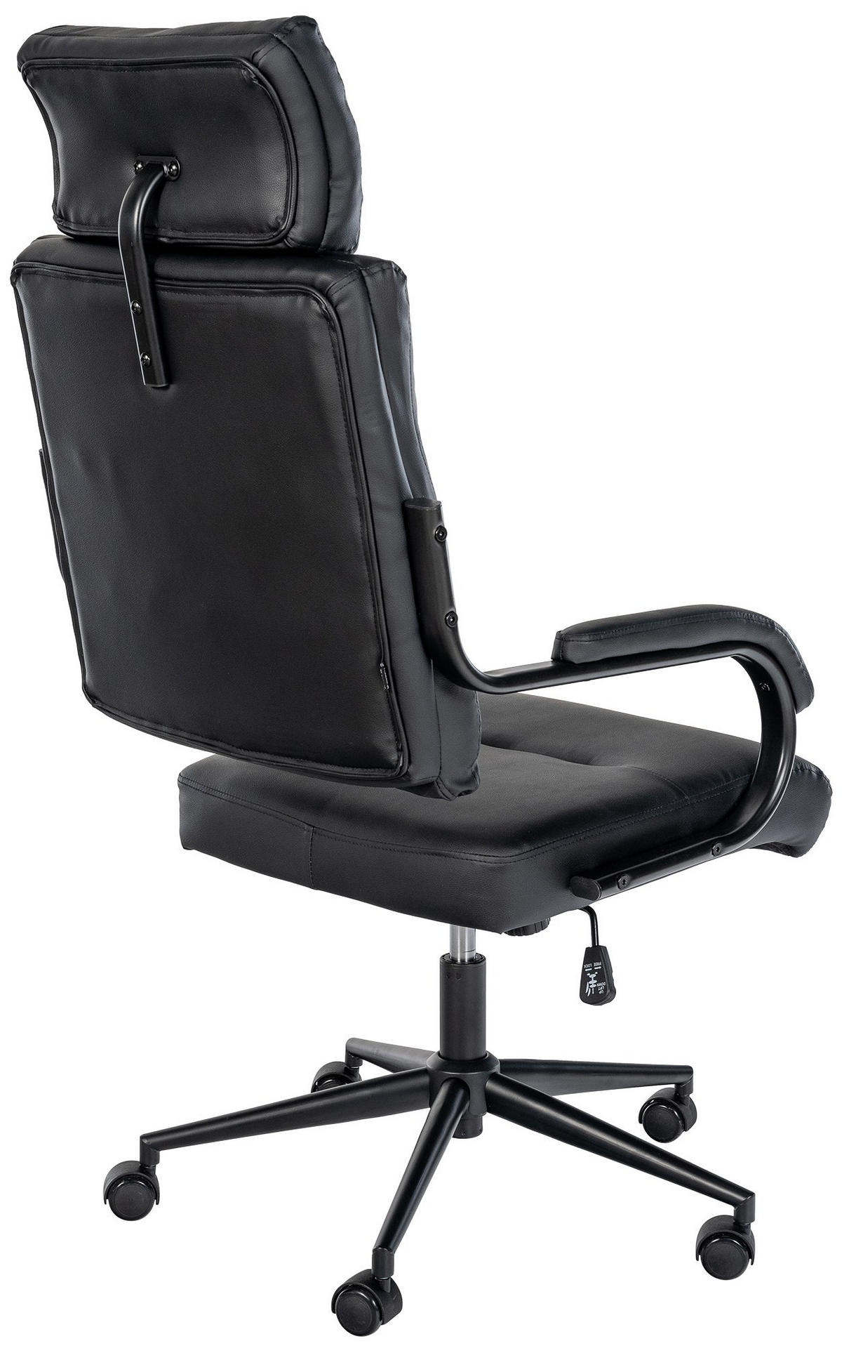 DREHSTUHL Lederlook Schwarz/Schwarz - Chromfarben/Schwarz, Textil/Metall (61/119/78cm) - CLP